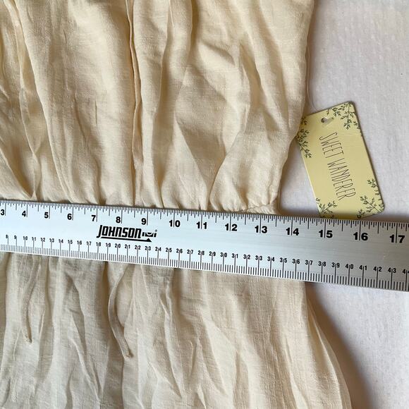 Sweet Wanderer Women Dress size S KneeLength Baby Doll Sheer Mesh Ivory White - Picture 4 of 11